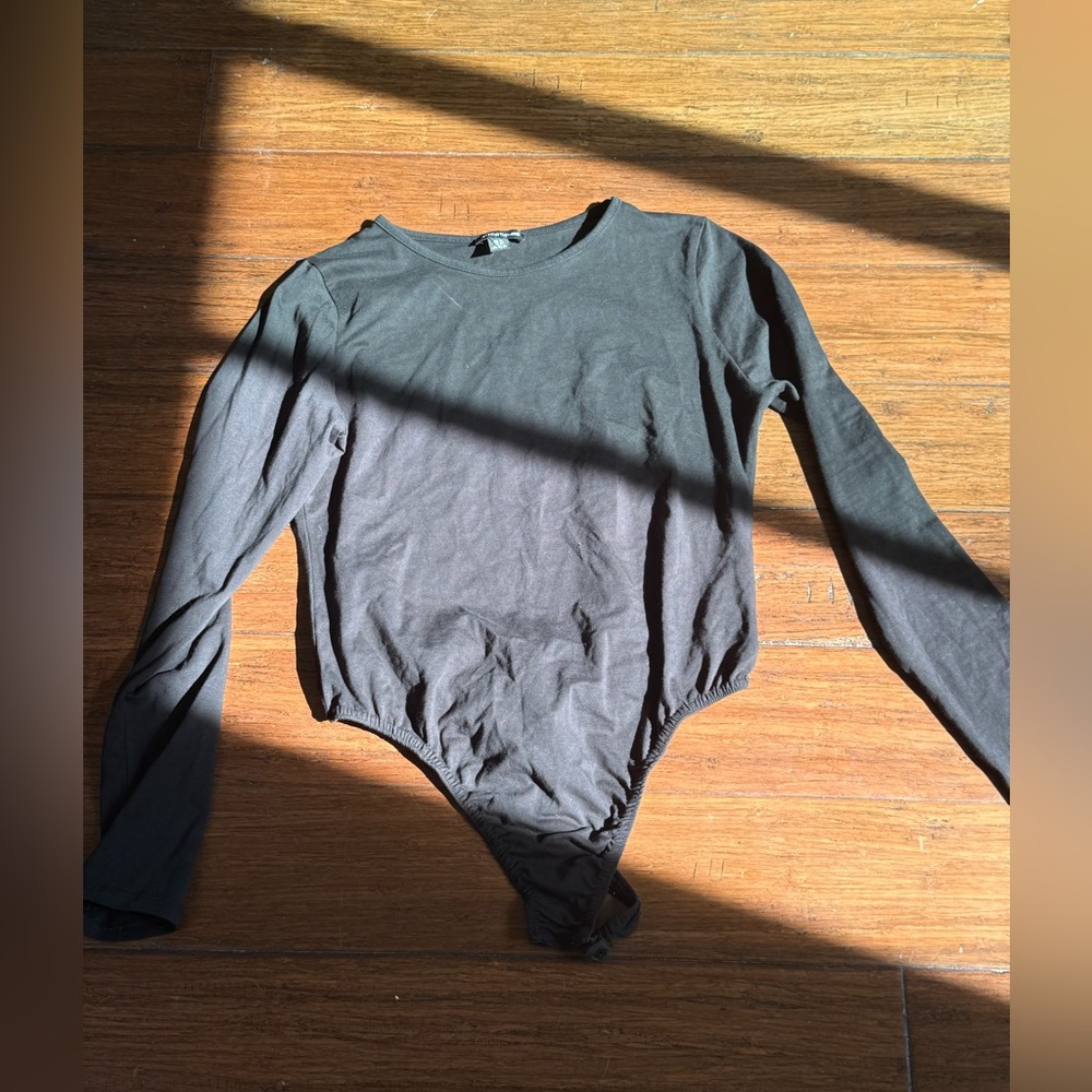 Black long sleeve bodysuit top